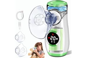 BIAOQINBO Aerosol Portatile Silenzioso con Digitaler Anzeige, Macchina Aerosol per Adulti Bambini con Boccaglio e Maschera, per Malattie delle Vie Respiratorie Superiori e Inferiori