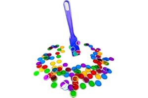 AcpopbM Kit de Bingo Magnétique - 1 Bâton Magnétique + 100 Jetons Loto - Jeu Éducatif pour Enfants et Accessoire Pratique de Stockage (Le bâton Bleu& jetons de Loto Multicolores)