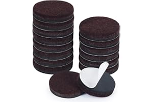GINOYA Furniture Sliders, 16pcs 40mm Stick Felt Furniture Glides for Easy Moving on Hardwood Tile Floor (Dark Brown)