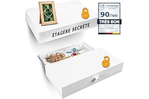 Elder Welder® Étagère Secrète avec Compartiment Secret | 30cm x 60cm | Coffre Fort Secret | Étagère Murale Blanche avec Cachette Secrète à Clé | Étagère Murale Tiroir | Idéale Cachette Argente
