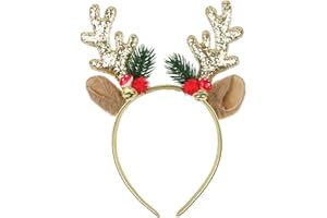 GEBETTER Cerchietto Natalizio Corna Renne per Donna Bambina, Fascia per Capelli Natale Glitterati Accessori Copricapo Regali