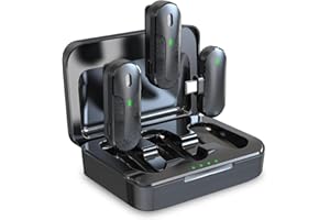 Technaxx Podwójny bezprzewodowy mini mikrofon TX-301 – 2 bezprzewodowe mikrofony krawatowe z inteligentną redukcją szumów, odbiornik USB-C, etui ładujące, klips - idealny do podcastów i nagrywania