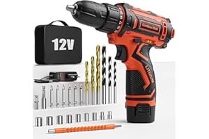 FAHEFANA Akkuschrauber, 12V Akku Bohrschrauber Set mit 2000mAh Akku, 24tlg Zubehör und Tragetasche, Akkubohrer 25Nm Drehmoment, 2-Gang, 25+1 Drehmomenteinstellung, 10mm Bohrfutter, LED-Licht, Klein