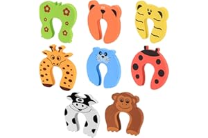 QUIIEOSKIA Safety Door Stoppers, 8 Pcs Door Finger Pinch Guards, Cartoon Animal Baby Proof Foam Safety Door Guards, Door Slam Stopper for Baby Child Pet Finger Protection, Prevent Finger Pinch Injuries