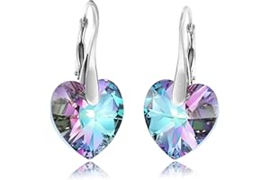 Chic Bijoux Kolczyki wiszące dla kobiet - wykonane ze srebra wysokiej próby 925 i austriackich kryształów - prezent dla mamy, różowe/czarne/fioletowe