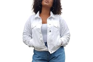 JMOJO Denim Jackets Women - 100% Cotton Casual Ladies Denim Jackets in Regular Fit & Plus Sizes with Waist Adjuster - Trucker Style Summer Jackets for Women UK - Perfect for Beach Party Picnic Outing