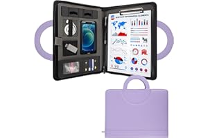 GraduatePro Cartella Portadocumenti A4 con Cerniera in Pelle Porta Documenti Agenda Professionale Blocco Note Impermeabile Viola