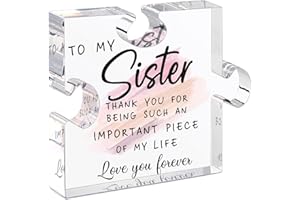 Tillskuch Cute Sister Gifts- Puzzle Shaped Acrylic Plaque with Gift Box - Sister Presents for Birthday, Thanksgiving Day, Christmas -Sister Gifts from Sister, Big Sister, Little Sister Present