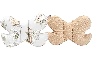 MEDI PARTNERS Medi Partner Oreiller pour bébé Papillon 100% coton en peluche Minky pour enfant soutien du cou pour voiture poussette voyage sommeil oreiller cervical rouleau de répétition