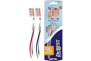 ‎DR.BEST Dr.BEST Atemfrisch Zahnbürste, Mittel, Vorteilspack, mit 2in1 - Zahnbürste und Zungenreiniger. Entfernt gründlich Bakterien von der Zungenoberfläche, für eine effektive Reinigung der Zähne.