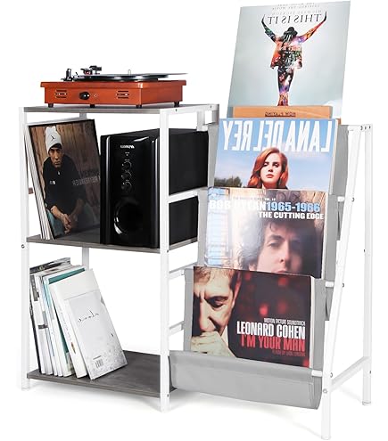 LELELINKY Supporto Per Giradischi In Bambù A 2 Livelli, Con