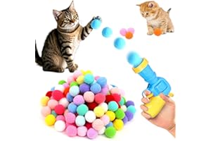 ePicsoa Katzenspielzeug, Launcher-Set mit 200 Bällen, Plush Interactive Toy für Katzen und Hunde, Kätzchen Pompon Spielzeug Bälle, Interaktives Plüschspielzeug für Katzen mit Trainingsfunktion