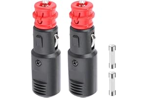 Xibao 2PCS Spina di Sicurezza per Auto,Spina Accendisigari 12v Maschio,Adaptateur Mâle pour Allume Cigare 12V/24V,Adatto per Autos,Camion,Aspirapolvere Auto,Frigorifero,Pompa Dell'aria per Autos