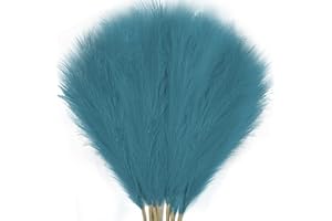 JOENCOST 8Pcs 3FT Faux Pampas Grass Large Branches for Boho Decor, Non-Shedding Fluffy Artificial Bulrush floral feathers, Tall Reed Fluffy Stems Vase Filler Living Room Wedding Decoration (Blue)