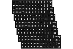 FOYODS 7 Stück Englische Tastatur-Aufkleber,Universelle Ersatzaufkleber für Tastaturbuchstaben,Weiße Schrift auf Schwarzem Hintergrund,für Computer,Laptop,Notebook,Desktop