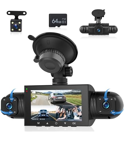 DashCam 3 en 1 à écran Tactile 2 objectifs Avant 1 arrière 1080P HDR DashCam 3 en 1 à écran Tactile 2 objectifs Avant 1 arrière 1080P HDR