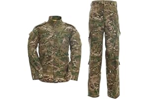 LANBAOSI Uniforme Tactique Homme Combat Chemise Militaire Veste et Pantalon Militaire Paintball Ensemble ACU de Chasse dans Les Bois Camo