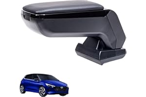 RATI ARMSTER S Bracciolo adatto per HYUNDAI I20 2020- / BAYON 2021- [nero,pelle vegana] Bracciolo centrale retrofittabile con vano portaoggetti