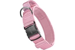 OneTigris Obroża dla psa z metalową klamrą dla psa, różowa, L