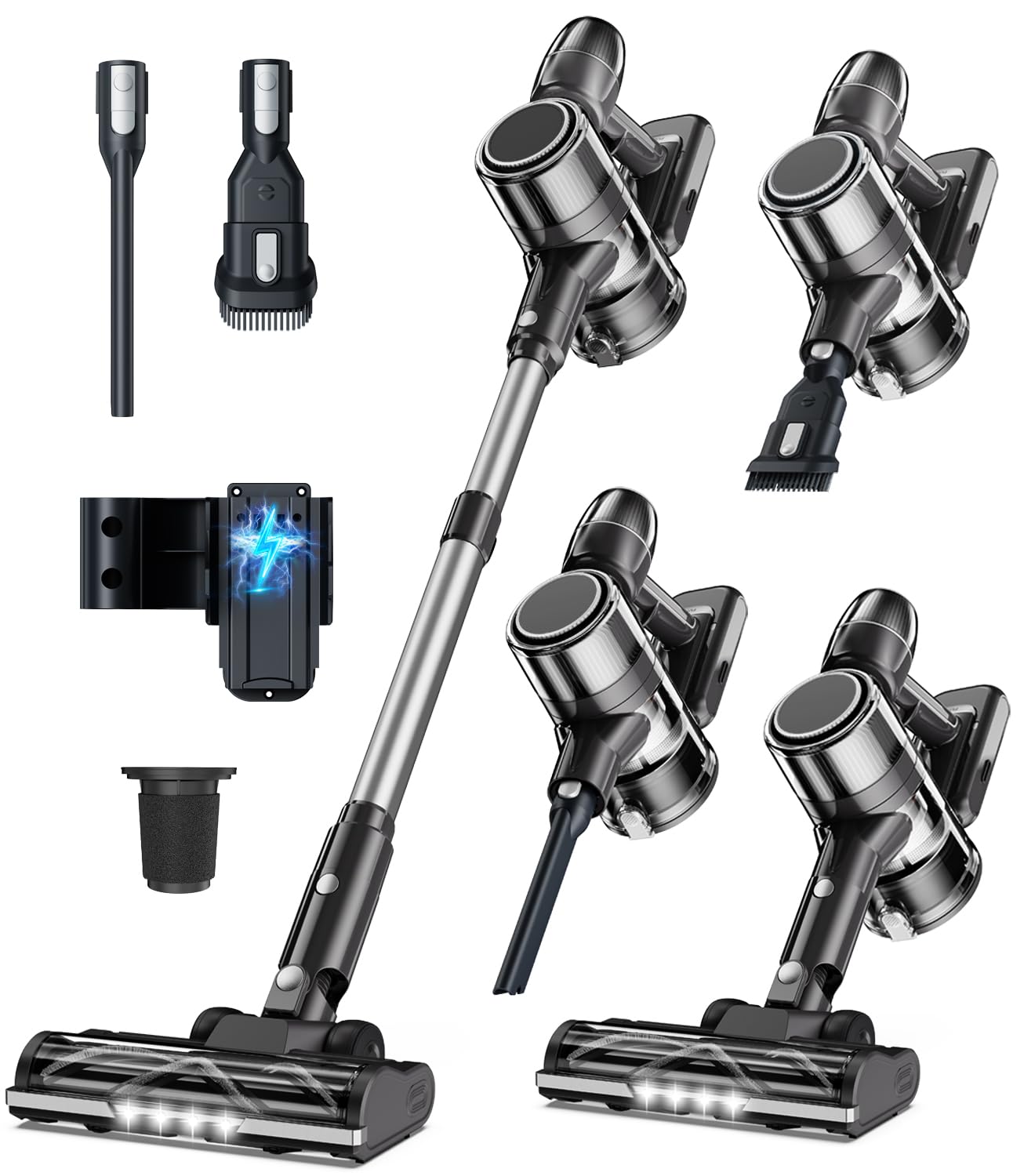 Aspirapolvere Senza Fili Scopa Elettrica - Potente Filo Batteria Cordless Vacuum Cleaner Scope Elettriche Sacco Portatile Ciclonico Silenzioso per Divano Tappeti Parquet Pavimenti Peli di Animali