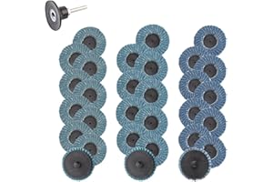 DingGreat 31pc 50mm Roll-Lock Grinding Wheels Set (40/60/80 Grit) Aluminum Oxide Abrasive Wheels for Electric Drill, Rod Grinder, Angle Grinder