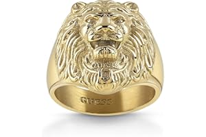 GUESS Anillo de hombre colección Men joya fabricado en acero 316L con cabeza de león color dorado. Talla 22. Referencia: Jumr78001Jw