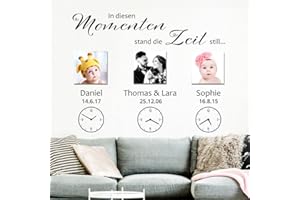 Grandora W5430 Wandtattoo Spruch In diesen Momenten… I schwarz 120 x 85 cm I 3 Wunschdaten Wohnzimmer Flur Aufkleber Wandaufkleber Wandsticker