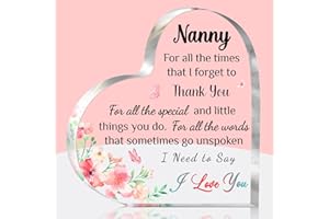 BRIKABIA Mothers Day Gifts for Nanny, Nanny Birthday Gifts - Personalised Heart-Shaped Acrylic Plaque, Nanny Gifts Nanny Presents for Mothers Day, Best Nanny Gifts from Grandkids