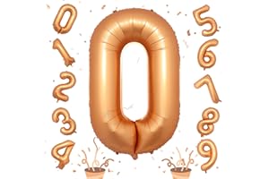 Zahl Luftballon 0 Deko für Mädchen, 40 Zoll Orange Folienballon 0-9 Geburtstagdeko, Große Zahlen Ballon für Jungen Geburtstag Babyparty Jahrestag Abschlussfeier Party Dekoration, Fliegt mit Helium