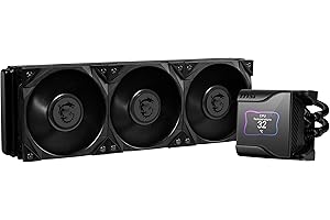 MSI MEG CORELIQUID S360 AIO dissipatore CPU a liquido, Display 2.4" IPS, Asetek Pump, 3x ventole Silent Gale P12, tubazione a prova di evaporazione, MSI Center - AMD & Intel Compatibile