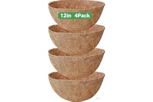 Stepfowarder Hanging Basket Coco Liners 4 Pcs, 30cm/12Inch Round Wall Planter Liner, Natural Coconut Fiber Liner for Window Boxes Indoor Outdoor Garden Flower Pot (Round 30cm/12in)