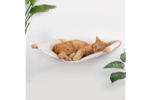 7 Ruby Road Cat Hammock Wall Mounted for Large and Indoor Cats or Kitty, Cute Bed Perch Shelf for Sleeping, Climbing and Lounging, Modern Shelves and Perches, Wooden Mount Cat Wall Furniture & Beds