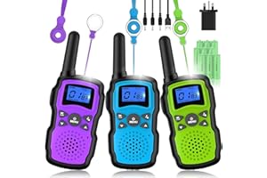 Wishouse Walkie Talkies for Kids Adults Rechargeable, Toys for 3 4 5 6 7 8 Year Old Boys Girls, PMR446 Kids Radios Long Range with Flashlight Lanyards, Camping Birthday Xmas Gifts Presents 3 Pack