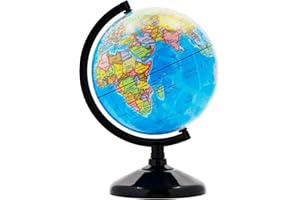 Exerz 14cm Globo Terráqueo - Mapa en Español - Educativo Globo Girable Decoración de Escritorio - Mapa Político Geográfica/Moderna (14cm)