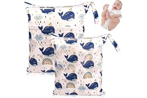 EclipseGuard 2PCS Sac à Couche, Pochette Couche Lavable, Sac de Couche Réutilisable, Wet Dry Bag, Sac à Maillot Mouillé, Serviettes Hygiéniques, Vêtements Mouillés, Vêtements de Sport