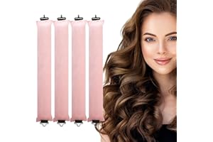 Toaren 4 Stück Hitzefreie Lockenwickler,Lockenwickler Über Nacht mit Haken Heatless Curls Set Lockenwickler Weicher Samt Overnight Blowout Locken Ohne Hitze für Langes Mittellanges Haar Kurzes(Rosa)