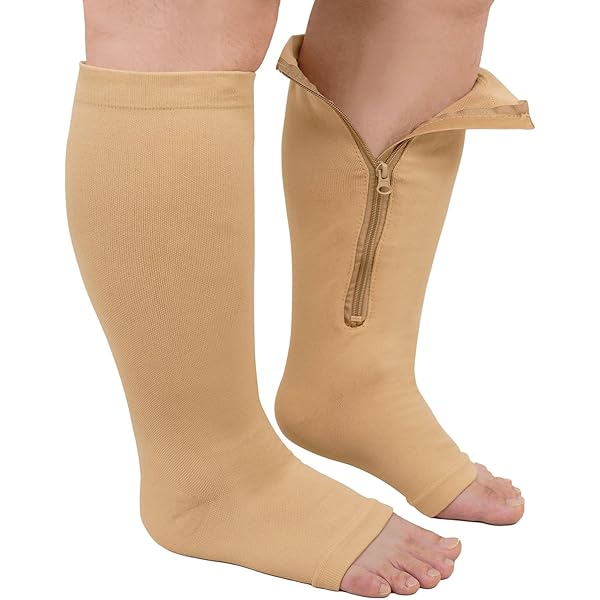 Medias De Compresión Con Punta Abierta Y Alta, Calcetines De Compresión