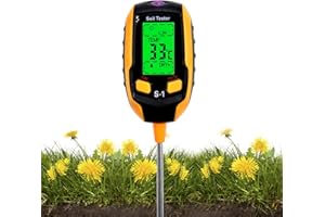 LEEWENYAN Testeur de Sol 4-en-1 pH-mètre,Testeur de Thermomètre de Plante Numérique avec éclairement/Température/Humidité du Sol/PH du Sol/Humidité de l'environnement, pour Plantes en Pot, Jardins