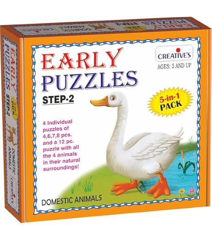 Smart Beginner's Picture Puzzles – 4 Sets, Each With Two 5-Piece Puzzles | For Toddlers, Develop Motor Skills & Vocabulary