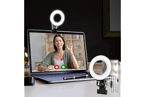 Kangtaixin Ringlicht Laptop PC, 4.6” Streaming Licht Videolicht, 5 Dimmbare Farbe und 5 Helligkeitsstufe, 360°Drehbar Selfie Ring Licht, Videokonferenz Licht für Tiktok, Zoom, YouTube, Live Streaming