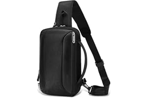 Qianyou bolsa de hombro de los hombres bolsa de pecho impermeable, bolso de mano, con puerto carga USB, adecuado para los negocios, deportes, viajes