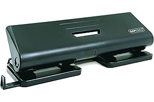 Rapesco PF75P0B1 Perforadora de 4 Agujeros 75-P, 16 Hojas de Capacidad, Negro