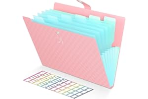 ThinkTex Trieur A4 Range Document - 1 Pièces Classeur Rangement avec 7 Compartiments en Format A4 Haute Capacité Document Porte Dossier Bureau Portable Extensible pour les Déplacements au Bureau(Rose)