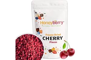 HONEYBERRY Ciliegie Amarena Liofilizzate a Pezzi 100g – Frutti di Bosco Liofilizzati – Frutta Secca Disidratata – Amarena Disidratata – Perfette per Dolci, Decorazioni di Torte, Snack, Muesli e Dessert
