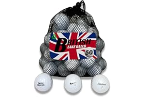 British Lake Balls - Recycled & Washed Assorted Premium Lake Golf Balls - with Storage Bag - Mixed Golf Balls Lake Balls from Quality Brands like Nike, Srixon, Callaway, TaylorMade, etc. for Golfers