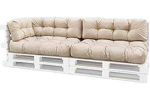 Spatium Cojines para pales europalé palets Funda desenfundable, Impermeable Beige 5-Piezas Set