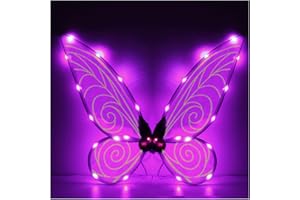 NICEYOEUK Fairy Wings Light Up Butterfly Fariy Wings Costume Girls Halloween Dress Up LED Sparkly Sheer Elf Angel Wings for Adult Kids (Pink Light Wings)