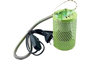 Lelukee Reptile Wärmelampe mit Käfig,Kabel mit Metallverkleidung,100Watt Ceramic Heat Kit Emitter Pet,No Harm No Light für Schildkröten, Schlangen, Eidechsen, Frösche, Küken.(EU-Stecker)