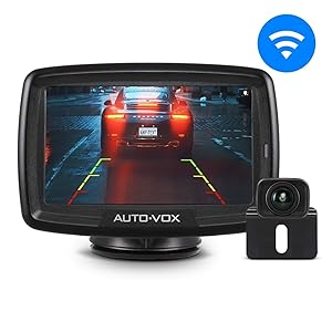 AUTO-VOX CS-2 Telecamera Retromarcia Wireless Digitale, Impermeabile IP68, Visione Notturna, Monitor da 4.3", Trasmettitore Integrato