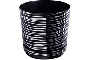 KORAD Pot de Fleur - Rayures Noires 26 cm - Pot de Fleur avec Trous de Drainage et Soucoupe intégré, Pot de Fleur et de Plante décoratif pour l'intérieur DEKOR 26/073